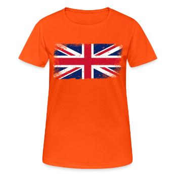 Great Britain Flag - Women's Breathable T-Shirt - neon orange - Front - AI Model Female 172 dark (172cm)