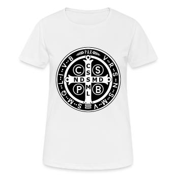Médaille de Saint Benoît de Nursie - T-shirt respirant Femme - blanc - Devant - AI Model Female 172 dark (172cm)