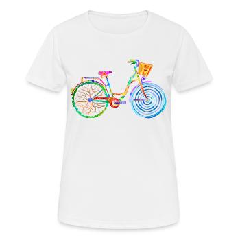 buntes Fahrrad, Damenrad, colors bike, ladies bike - Frauen T-Shirt atmungsaktiv - Weiß - Vorne - AI Model Female 172 dark (172cm)