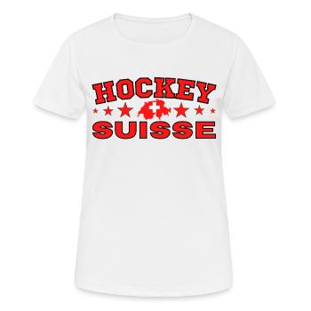 Eishockey Schweiz originelle Geschenkidee - Frauen T-Shirt atmungsaktiv - Weiß - Vorne - AI Model Female 172 dark (172cm)