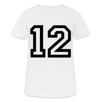 12 Collegestyle - Frauen T-Shirt atmungsaktiv - Weiß - Vorne - AI Model Female 172 dark (172cm)