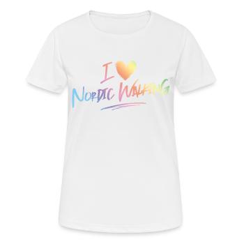 J’adore la marche nordique - T-shirt respirant Femme - blanc - Devant - AI Model Female 172 dark (172cm)