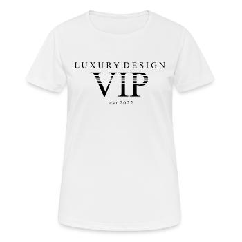 *** VIP *** - Frauen T-Shirt atmungsaktiv - Weiß - Vorne - AI Model Female 172 dark (172cm)