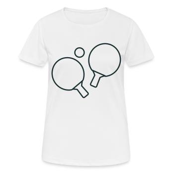 Tischtennisschläger und Tischtennisball - Frauen T-Shirt atmungsaktiv - Weiß - Vorne - AI Model Female 172 dark (172cm)