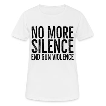 Kein Schweigen mehr, Waffengewalt beenden - Frauen T-Shirt atmungsaktiv - Weiß - Vorne - AI Model Female 172 dark (172cm)