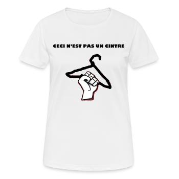 Produits ceci n’est pas un cintre - T-shirt respirant Femme - blanc - Devant - AI Model Female 172 dark (172cm)