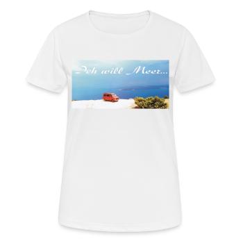 Ich will Meer - Frauen T-Shirt atmungsaktiv - Weiß - Vorne - AI Model Female 172 dark (172cm)
