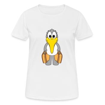 MÖWE - KOFFER - REISE - URLAUB - AUSWANDERER - Frauen T-Shirt atmungsaktiv - Weiß - Vorne - AI Model Female 172 dark (172cm)