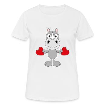 LIEBE - LOVE - NASHORN - TIER - KIND - BABY - FUN - Frauen T-Shirt atmungsaktiv - Weiß - Vorne - AI Model Female 172 dark (172cm)