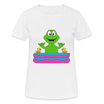 PLANSCHBECKEN - POOL - FROSCH - TIER - BABY - Frauen T-Shirt atmungsaktiv - Weiß - Vorne - AI Model Female 172 dark (172cm)