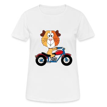 MOTORRAD - BIKER - MEERSCHWEINCHEN - TIERISCH - Frauen T-Shirt atmungsaktiv - Weiß - Vorne - AI Model Female 172 dark (172cm)