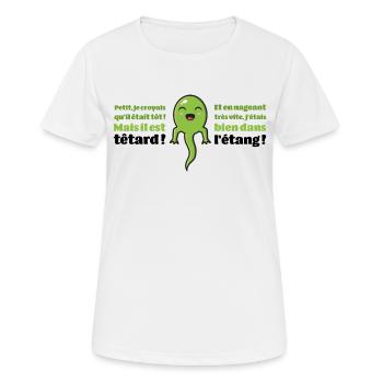 Balance le têtard ! - T-shirt respirant Femme - blanc - Devant - AI Model Female 172 dark (172cm)