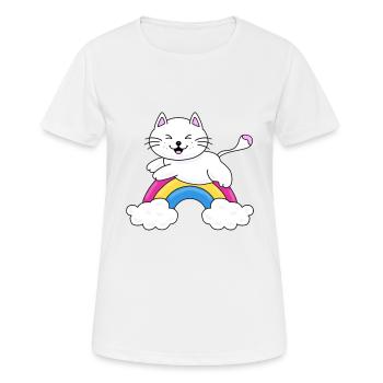 KATZE - REGENBOGEN - TIER - KIND - BABY - FUN - Frauen T-Shirt atmungsaktiv - Weiß - Vorne - AI Model Female 172 dark (172cm)