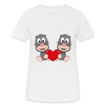 MAULWÜRFE - LIEBE - HERZ - MAULWURF - VERLIEBT - Frauen T-Shirt atmungsaktiv - Weiß - Vorne - AI Model Female 172 dark (172cm)