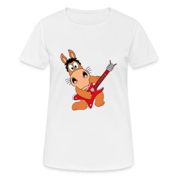 PFERD - PONY - GITARRE - MUSIKISTRUMENT - MUSIKER - Frauen T-Shirt atmungsaktiv - Weiß - Vorne - AI Model Female 172 dark (172cm)