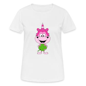 EINHORN - KLEEBLATT - GLÜCK - GLÜCKSBRINGER - PONY - Frauen T-Shirt atmungsaktiv - Weiß - Vorne - AI Model Female 172 dark (172cm)