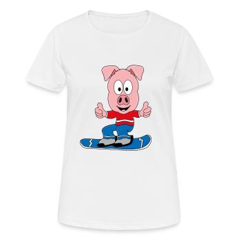 PISTENSAU - SNOWBOARD - WINTERSPORT - SCHWEIN - Frauen T-Shirt atmungsaktiv - Weiß - Vorne - AI Model Female 172 dark (172cm)