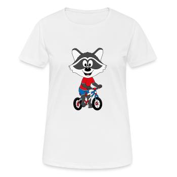 FAHRRADFAHRER - WASCHBÄR - TIERISCH - FAHRRAD - Frauen T-Shirt atmungsaktiv - Weiß - Vorne - AI Model Female 172 dark (172cm)