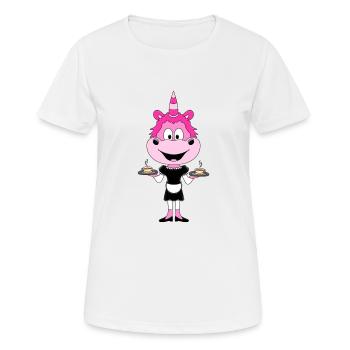 EINHORN - KELLNERIN - GASTRONOMIE - KAFFEE - TEE - Frauen T-Shirt atmungsaktiv - Weiß - Vorne - AI Model Female 172 dark (172cm)