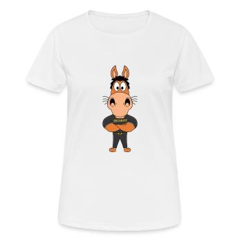 PFERD - PONY - SECURITY - BODYGUARD - TÜRSTEHER - Frauen T-Shirt atmungsaktiv - Weiß - Vorne - AI Model Female 172 dark (172cm)