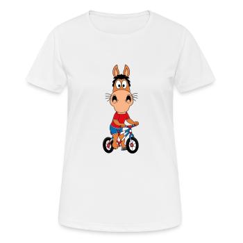 PFERD - FAHRRAD - RAD - RAD - TIERISCH - SPORTLICH - Frauen T-Shirt atmungsaktiv - Weiß - Vorne - AI Model Female 172 dark (172cm)