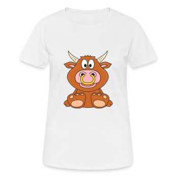 BULLE - RIND - KUH - STIER - TIERISCH - BAUERNHOF - Frauen T-Shirt atmungsaktiv - Weiß - Vorne - AI Model Female 172 dark (172cm)