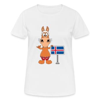 PFERD - PONY - ISLAND - ISLÄNDER - ISLAND - SHAKA - Frauen T-Shirt atmungsaktiv - Weiß - Vorne - AI Model Female 172 dark (172cm)