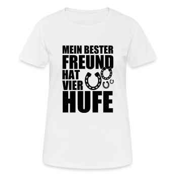 MEIN BESTER FREUND HAT VIER HUFE - PFERD - PONY - Frauen T-Shirt atmungsaktiv - Weiß - Vorne - AI Model Female 172 dark (172cm)
