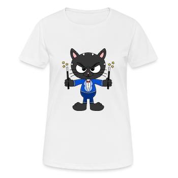 KATZE - ZAUBERER - ZAUBERN - MAGIE - TIERISCH - Frauen T-Shirt atmungsaktiv - Weiß - Vorne - AI Model Female 172 dark (172cm)