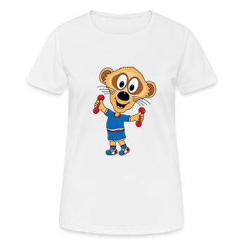 FITNESS - HANTELN - TIERISCH FIT - ERDMÄNNCHEN - Frauen T-Shirt atmungsaktiv - Weiß - Vorne - AI Model Female 172 dark (172cm)