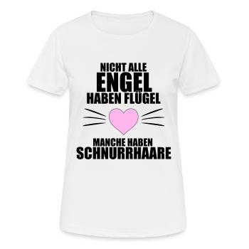 KATZEN - KATZE - NICHT ALLE ENGEL HABEN FLÜGEL... - Frauen T-Shirt atmungsaktiv - Weiß - Vorne - AI Model Female 172 dark (172cm)
