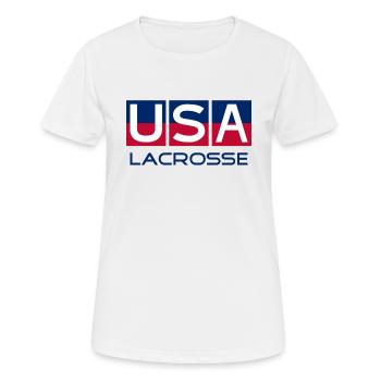 USA Lacrosse - National Colors - United States - Frauen T-Shirt atmungsaktiv - Weiß - Vorne - AI Model Female 172 dark (172cm)