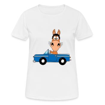PFERD - PONY - AUTO - TIER - TIERISCH - Frauen T-Shirt atmungsaktiv - Weiß - Vorne - AI Model Female 172 dark (172cm)