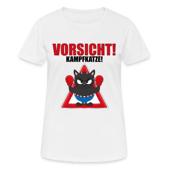 VORSICHT! KAMPFKATZE! - BOXER - BOXEN - KATER - Frauen T-Shirt atmungsaktiv - Weiß - Vorne - AI Model Female 172 dark (172cm)