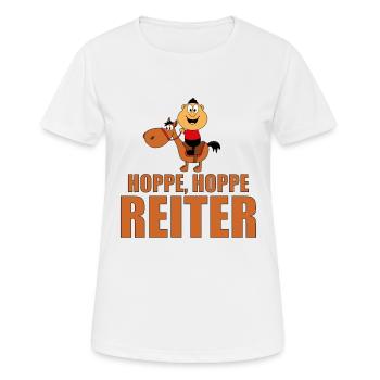HOPPE, HOPPE REITER - REITEN - PFERD - TIERISCH - Frauen T-Shirt atmungsaktiv - Weiß - Vorne - AI Model Female 172 dark (172cm)