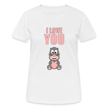 I LOVE YOU - MAULWURF - LIEBE - TIER - HERZ - Frauen T-Shirt atmungsaktiv - Weiß - Vorne - AI Model Female 172 dark (172cm)