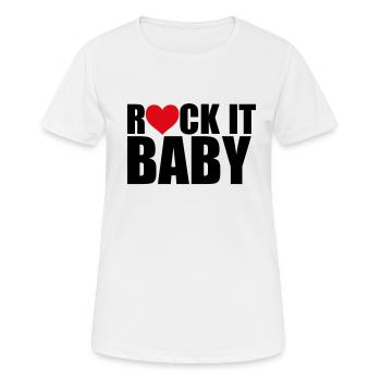 ROCK IT BABY - MUSIK - KIND - MUSIKER - Frauen T-Shirt atmungsaktiv - Weiß - Vorne - AI Model Female 172 dark (172cm)