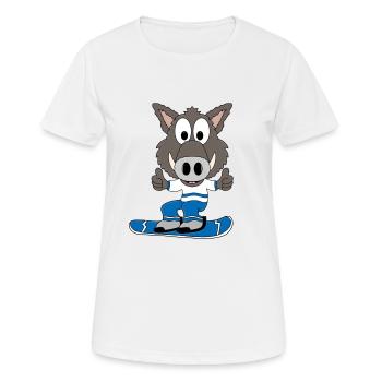 WILDSCHWEIN - SNOWBOARD - PISTENSAU - SPORT - Frauen T-Shirt atmungsaktiv - Weiß - Vorne - AI Model Female 172 dark (172cm)