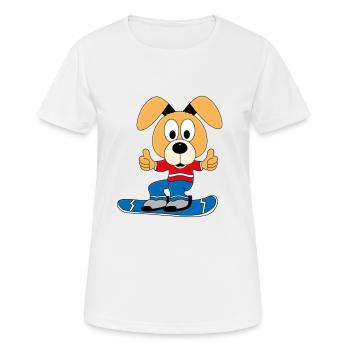HUND - WINTERSPORT - SNOWBOARD - TIERISCH - Frauen T-Shirt atmungsaktiv - Weiß - Vorne - AI Model Female 172 dark (172cm)