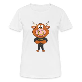 BULLE - RIND - STIER - KUH - SECURITY - TÜRSTEHER - Frauen T-Shirt atmungsaktiv - Weiß - Vorne - AI Model Female 172 dark (172cm)
