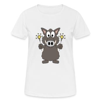 WILDSCHWEIN - EBER - KEILER - WUNDERKERZEN - Frauen T-Shirt atmungsaktiv - Weiß - Vorne - AI Model Female 172 dark (172cm)