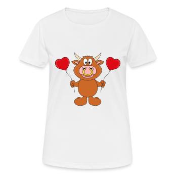 RIND - BULLE - KUH - STIER - LIEBE - LOVE - TIER - Frauen T-Shirt atmungsaktiv - Weiß - Vorne - AI Model Female 172 dark (172cm)