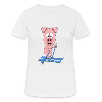 PISTENSAU - SCHWEIN - SAU - SKI - SKIFAHRER - Frauen T-Shirt atmungsaktiv - Weiß - Vorne - AI Model Female 172 dark (172cm)