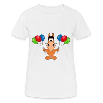 PFERD - PONY - LUFTBALLONS - FEIER - GEBURTSTAG - Frauen T-Shirt atmungsaktiv - Weiß - Vorne - AI Model Female 172 dark (172cm)