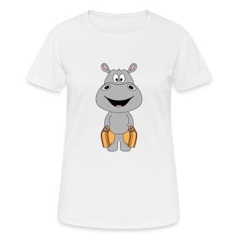 NILPFERD - KOFFER - REISE - URLAUB - AUSWANDERER - Frauen T-Shirt atmungsaktiv - Weiß - Vorne - AI Model Female 172 dark (172cm)