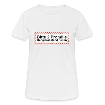 Bitte Rangierabstand einhalten: 2 Promille! Schild - Frauen T-Shirt atmungsaktiv - Weiß - Vorne - AI Model Female 172 dark (172cm)