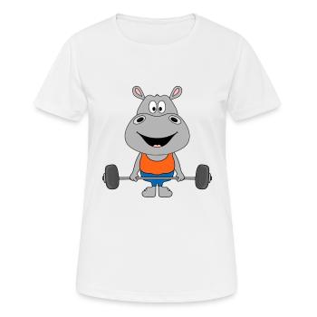 GEWICHTHEBER - FITNESS - BODYBUILDING - NILPFERD - Frauen T-Shirt atmungsaktiv - Weiß - Vorne - AI Model Female 172 dark (172cm)