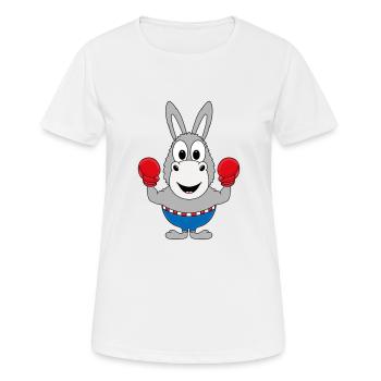 ESEL - BOXER - BOXEN - SPORT - TIER - KIND - BABY - Frauen T-Shirt atmungsaktiv - Weiß - Vorne - AI Model Female 172 dark (172cm)