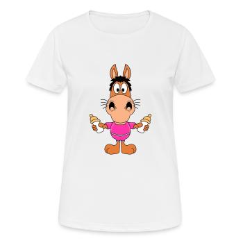 PFERD - FOHLEN - BABY - NACHWUCHS - MILCH - PONY - Frauen T-Shirt atmungsaktiv - Weiß - Vorne - AI Model Female 172 dark (172cm)