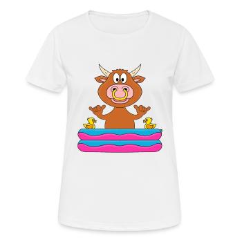 STIER - BULLE - POOL - PLANSCHBECKEN - SHAKA - Frauen T-Shirt atmungsaktiv - Weiß - Vorne - AI Model Female 172 dark (172cm)